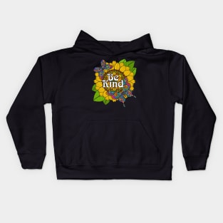 Be Kind Sunflower and Butterflies Kids Hoodie